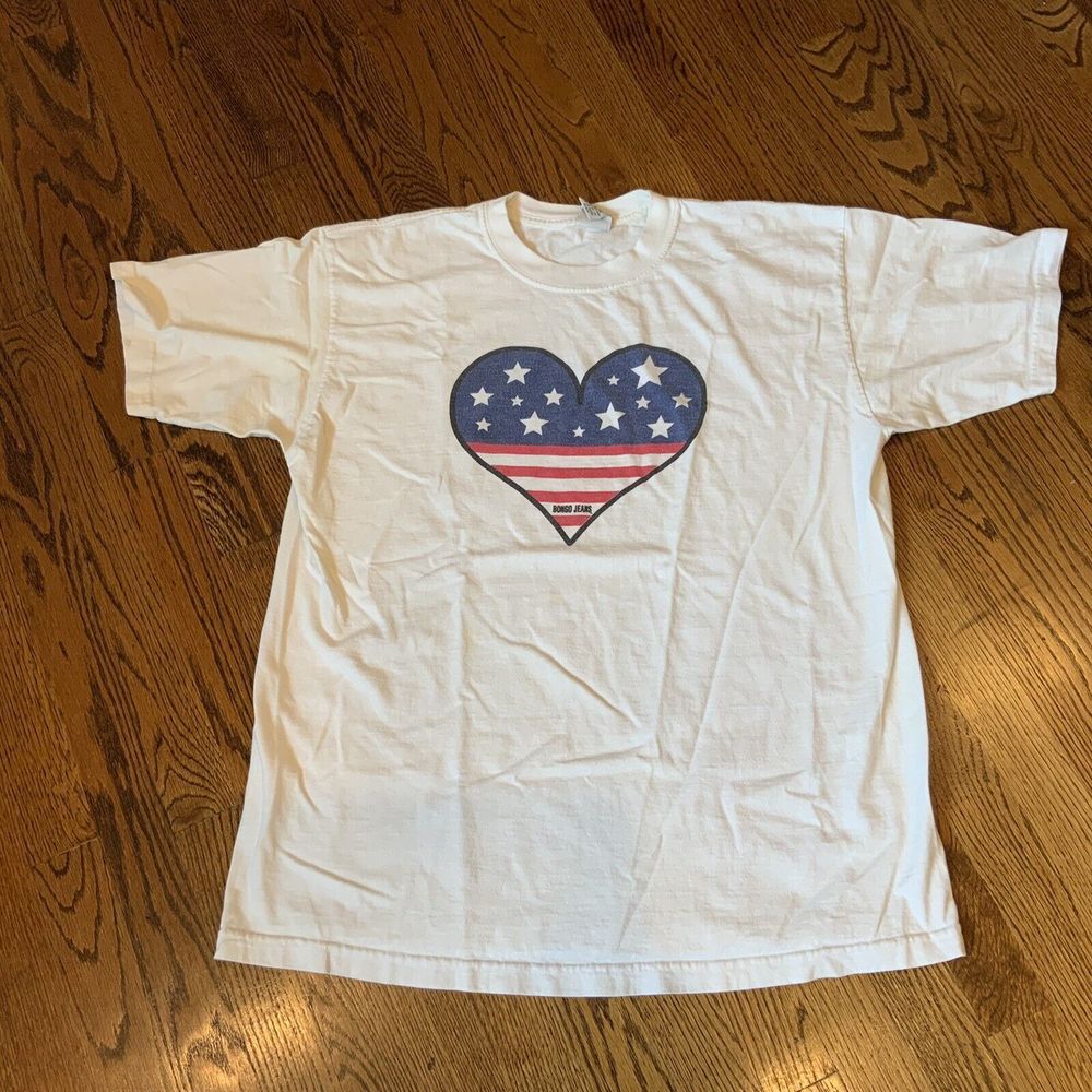 Vintage 90s Y2K Bongo The American Jeans Women's White T-Shirt One Size Heart